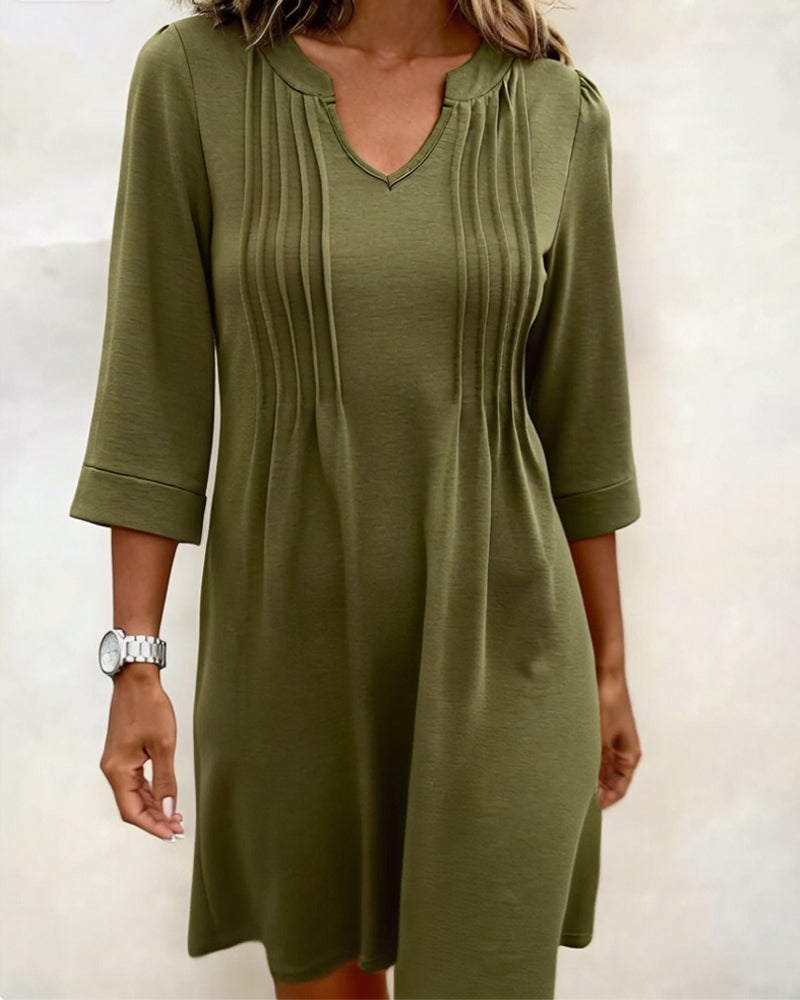 Jurk Halve Mouw Geplooid A-Zoom V-hals