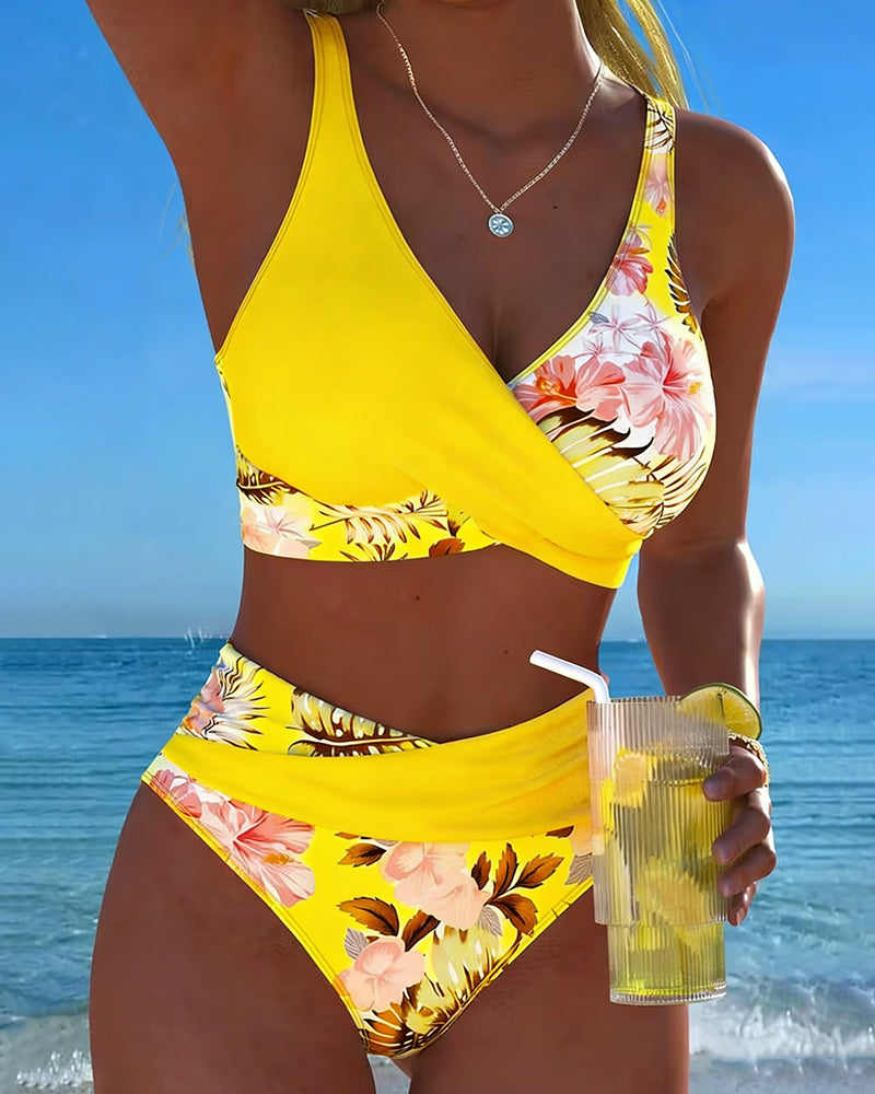 Bikini Contrast Bloemrijk Gespleten