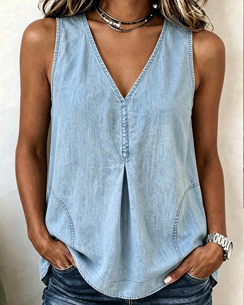 Tanktop V-Hals Denim