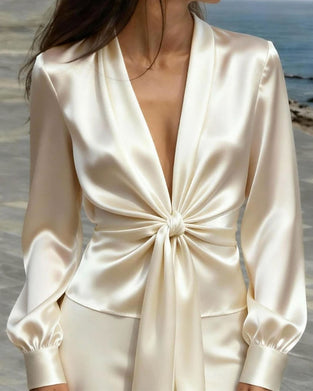 Blouse Mode Diepe V Verfijnd