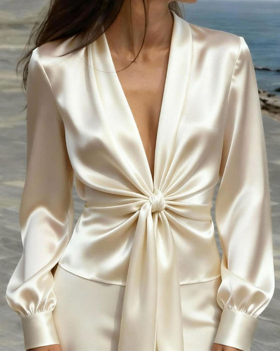 Blouse Mode Diepe V Verfijnd
