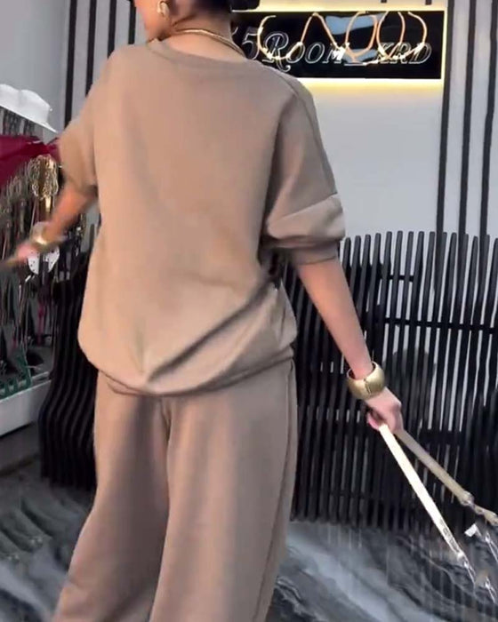 Set Luipaardprint Casual Sweatshirt