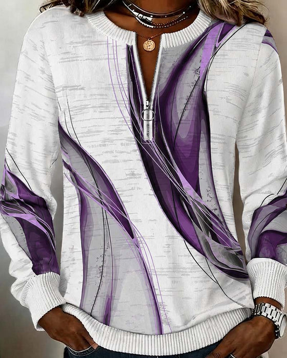 Hoodie Rits Pullover Contrast Los