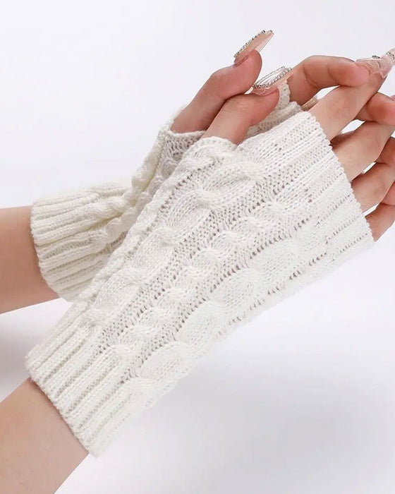 Kabelgebreide Vingerloze Handschoenen