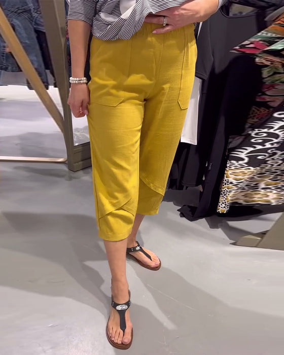 Broek Casual Taps Toelopend Katoen En Linnen Kort