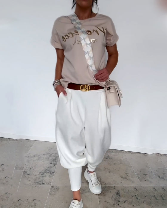 Broek Modieus Effen Kleur Kort