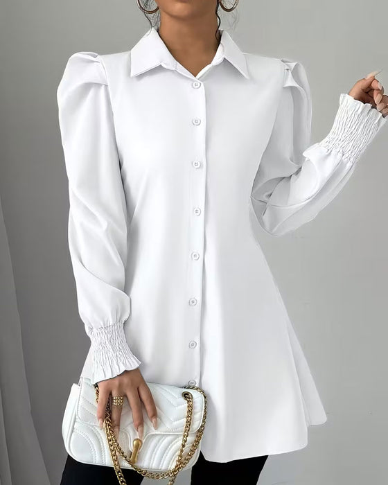 Blouse Overhemdkraag Effen Trendy
