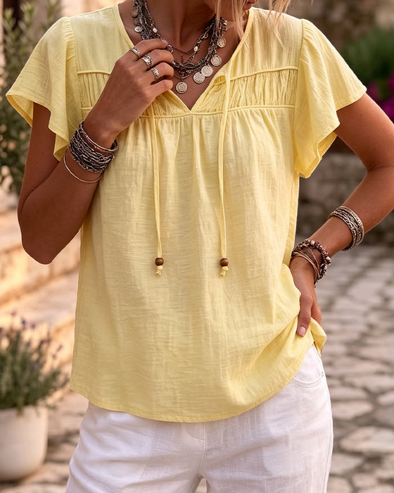 Blouse V-Hals Effen Casual