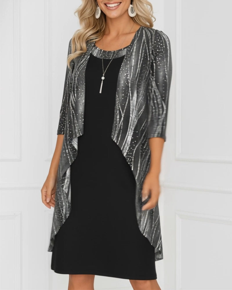 Jurk Nep Tweedelig Geometrische Print