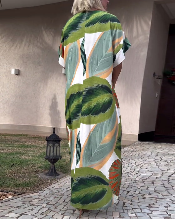 Casual jurk met korte mouwen en split