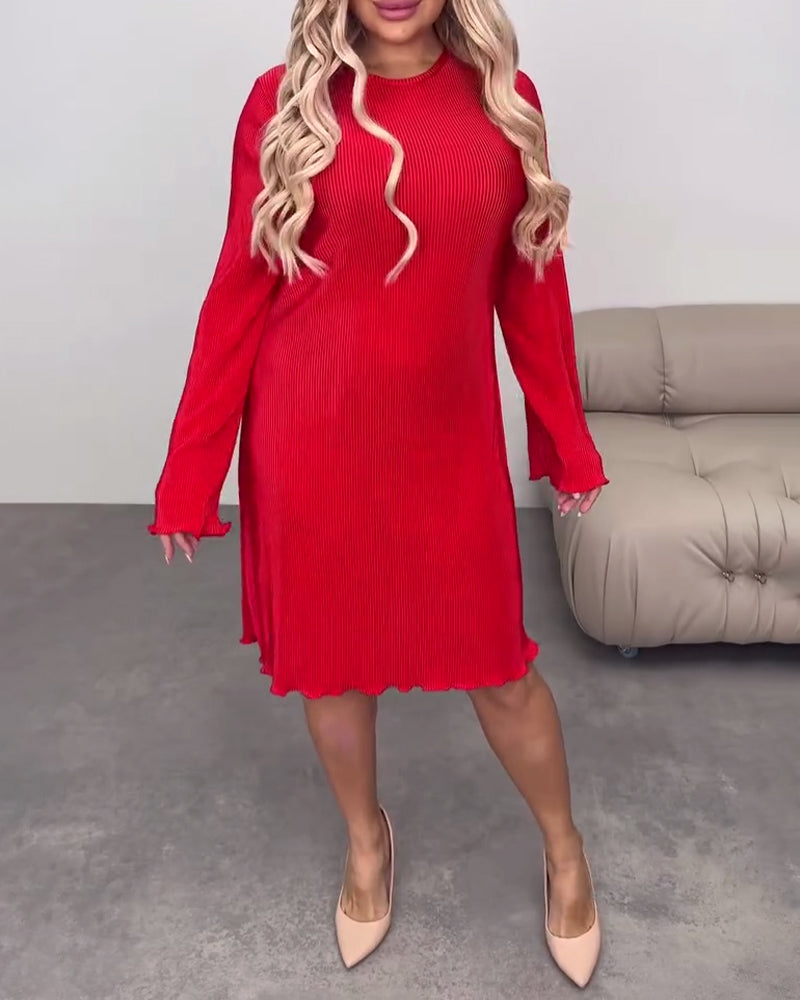 Casual jurk effen kleur knielengte