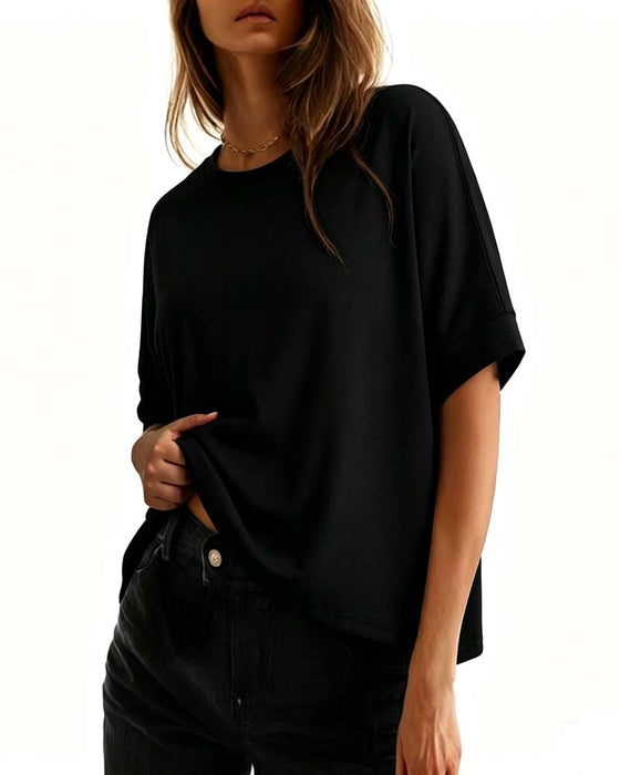 T-Shirt Ronde Hals Los Korte Mouw