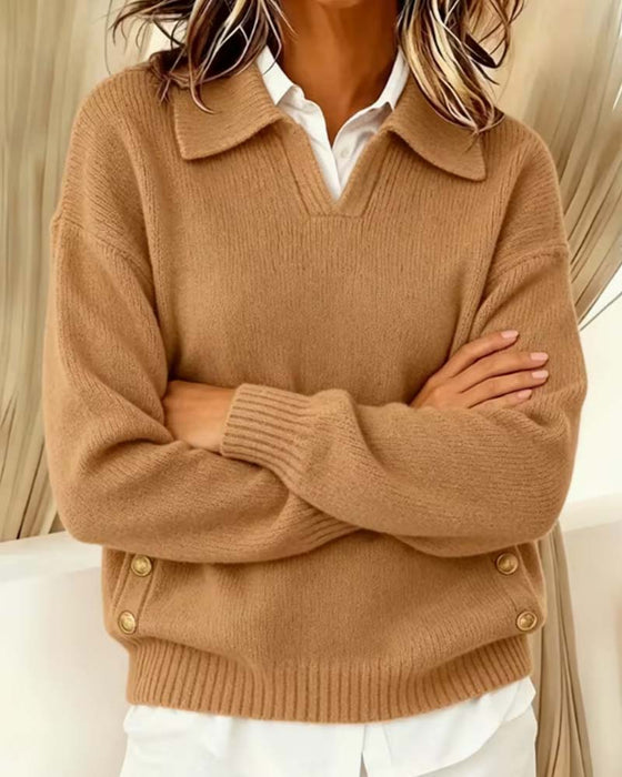 Pullover Lange Mouwen Effen Kleur