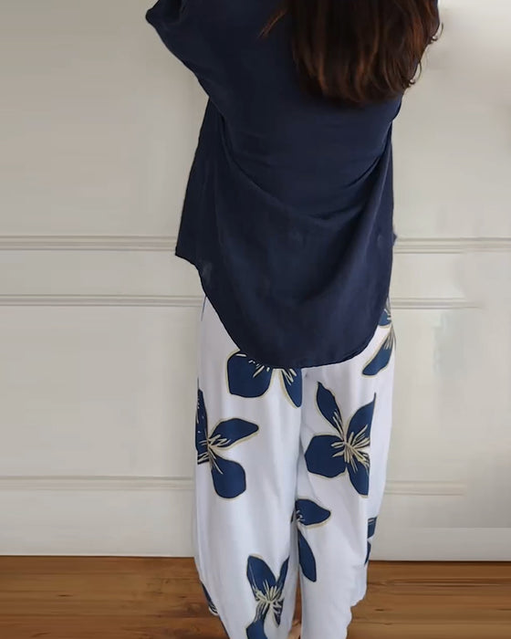 Set Ronde Hals Casual Gedrukte Broek