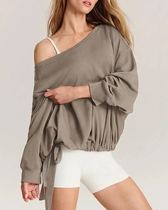 Sweatshirt Enkel Schouder Trekkoord Los
