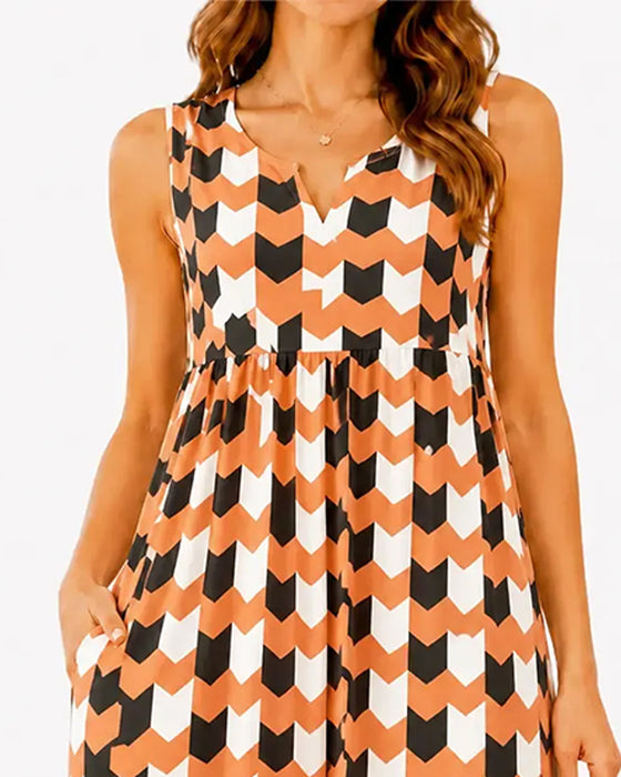 Jurk Hoge Taille Casual Mouwloos
