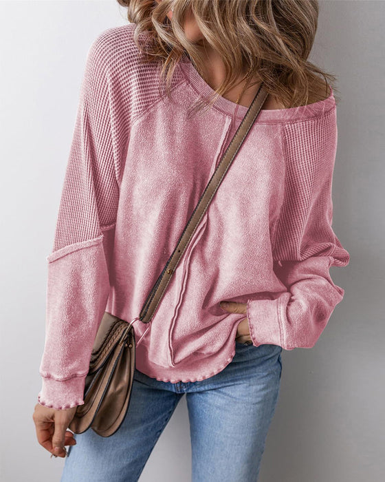 Sweatshirts Omgekeerde Naad Patchwork Casual