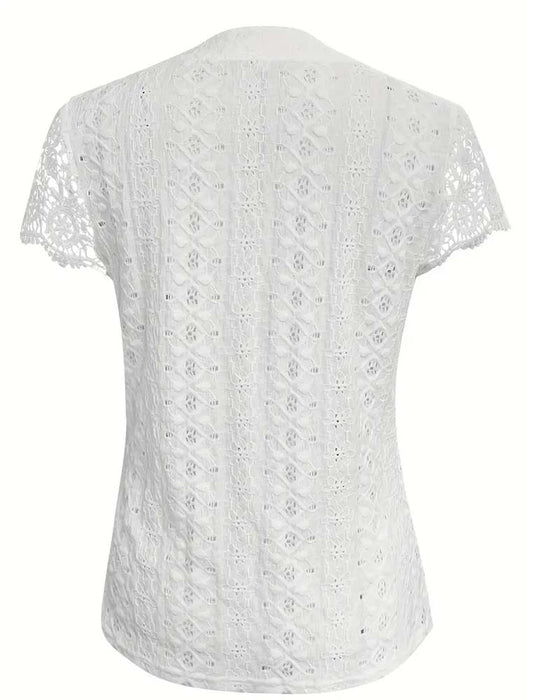 Blouse Effen Uitholling Korte Mouwen