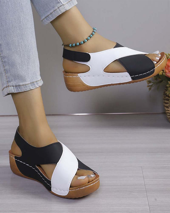 Sandal Kleurblok Sleehak Casual