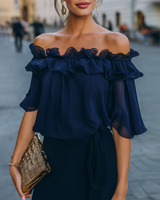 Blouse Elegant Off-Shoulder Ruches
