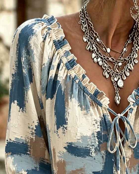 Casual Bedrukte Blouse V-Hals