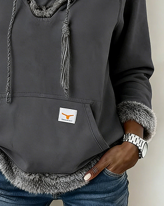 Langmouwige Sweatshirt Met Patchworkdetails En Zak