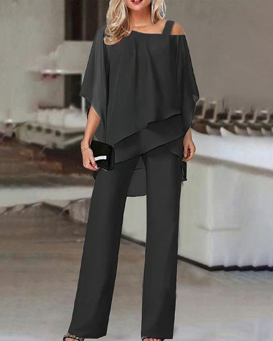Tweedelig Set Off-Shoulder Vleermuismouw