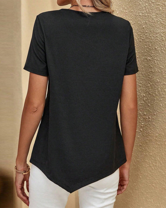 Gestreepte blouse met ronde hals en kleurblokken