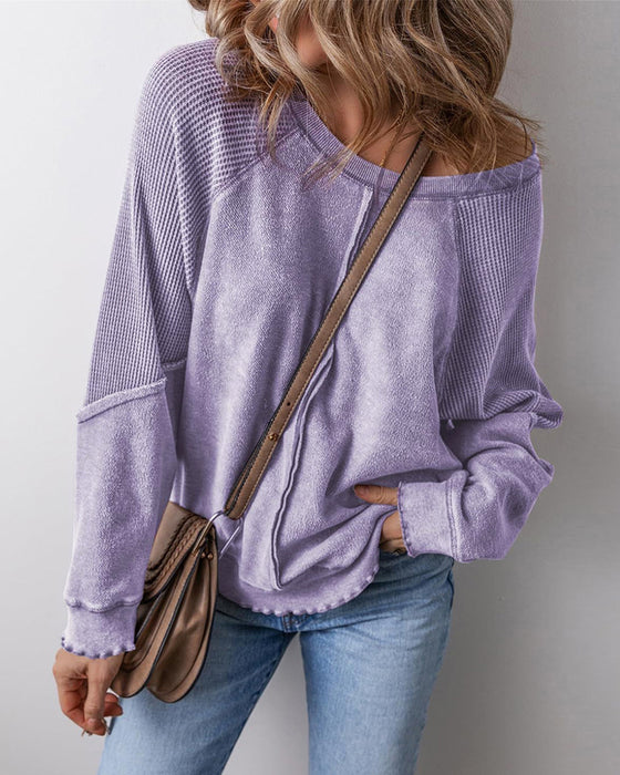 Sweatshirts Omgekeerde Naad Patchwork Casual
