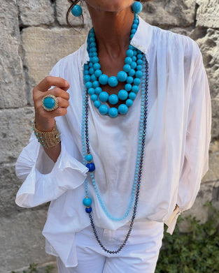 Blouses Geplooid Puff Mouw V-Hals Los