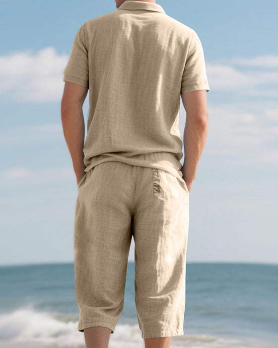 Casual Herenset Met Poloshirt En Cropped Broek