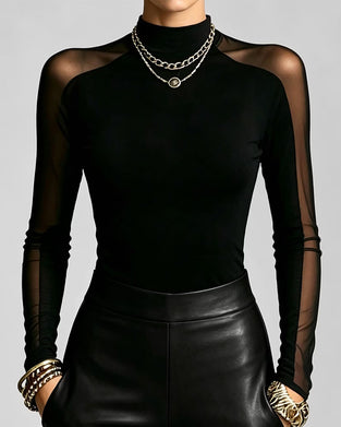 Top Transparant Mockneck Slimfit