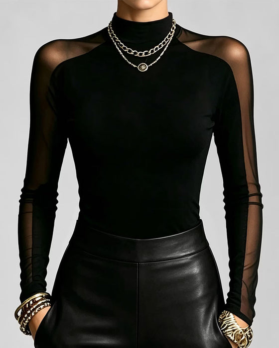 Top Transparant Mockneck Slimfit