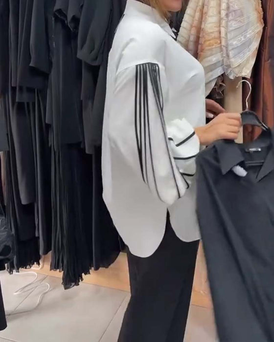 Shirt Contraste Lijn Lange Mouw