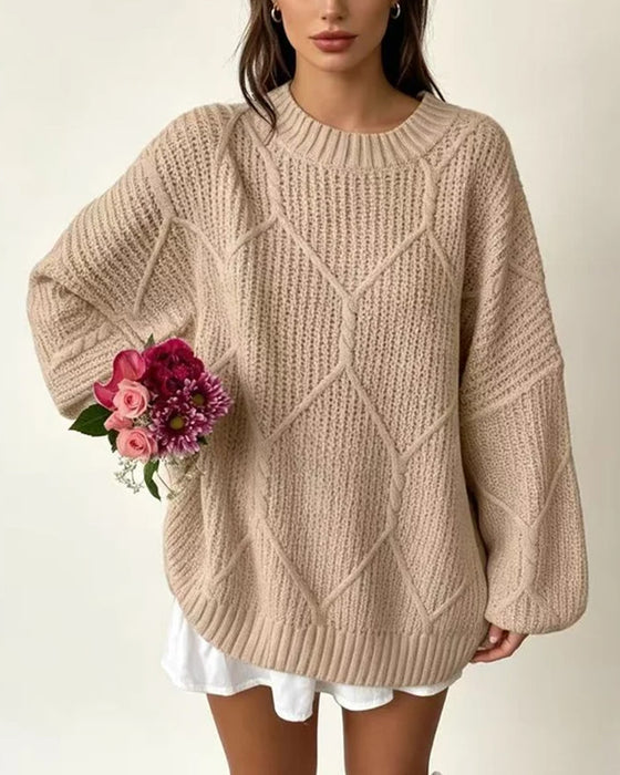Pullover Effen Kleur Lange Mouwen