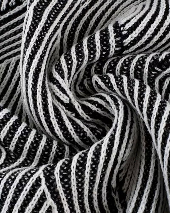 Pullover Geometrisch Gestreept V-Hals Lange Mouw