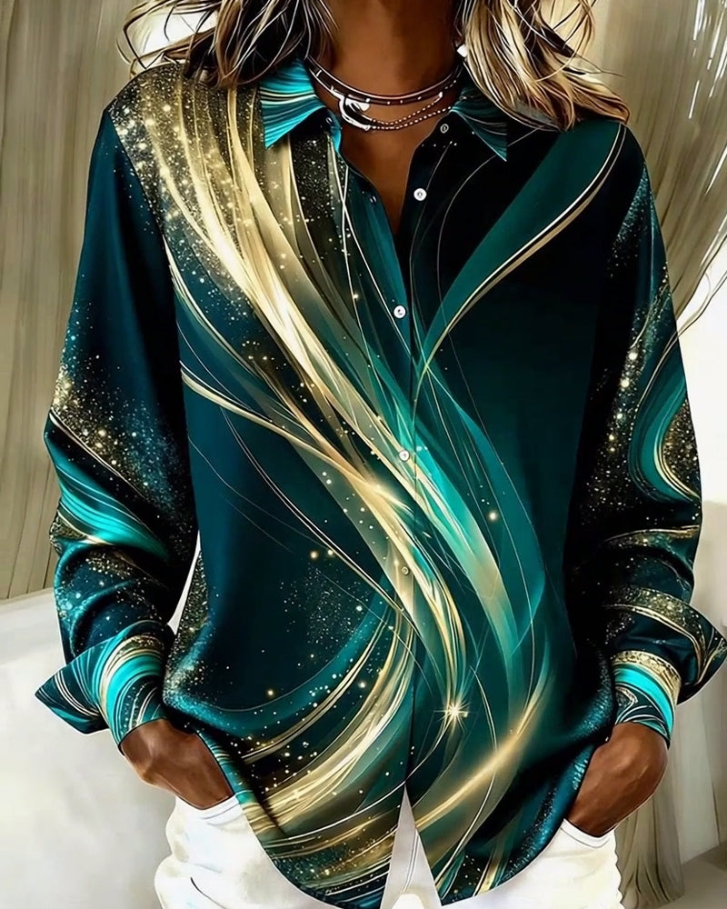 Casual overhemd met lange mouwen en een glinsterend patroon