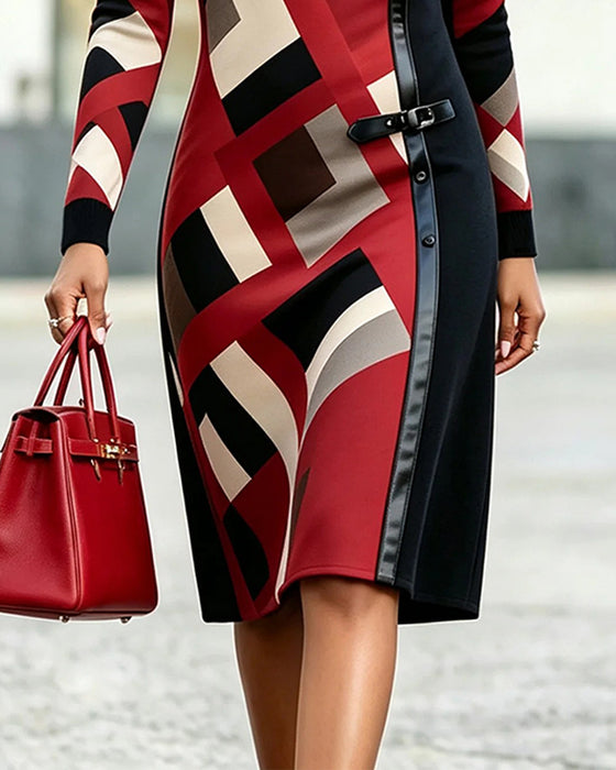 Jurk Geometrisch Kleurblok Patchwork