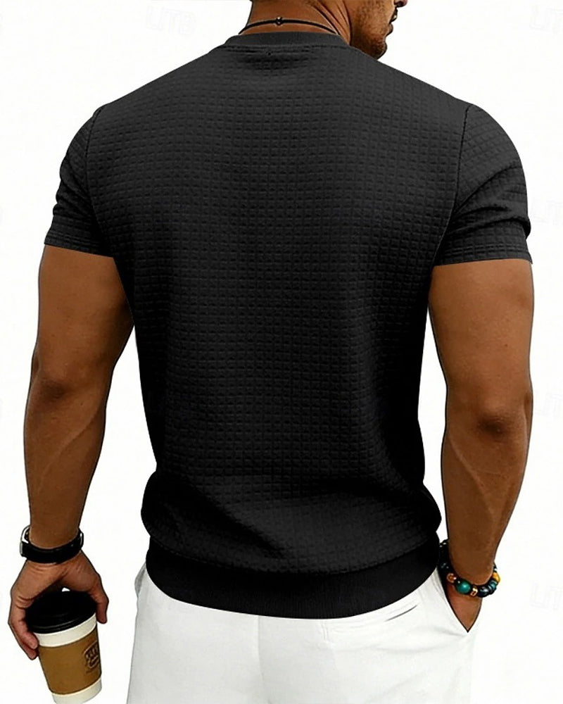 T-Shirt Geribbeld Rondhals Korte Mouw