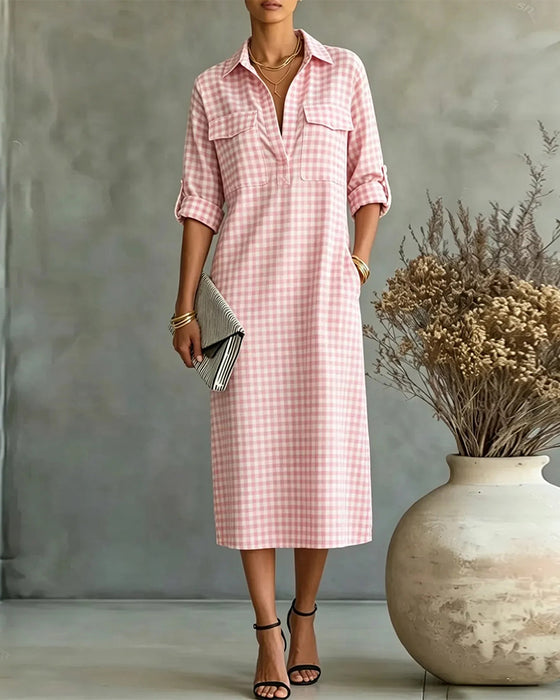 Jurk Ruitjes Kraag Shirt