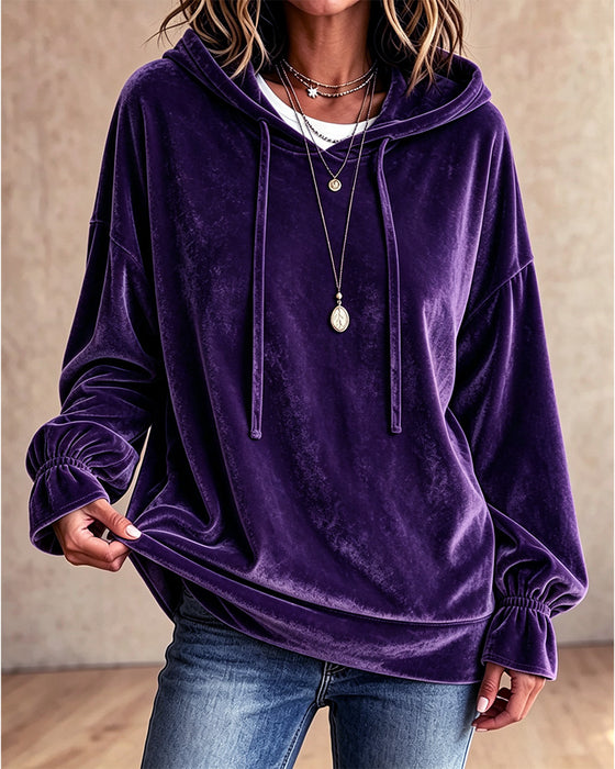 Hoodie Effen Kleur Lange Mouwen