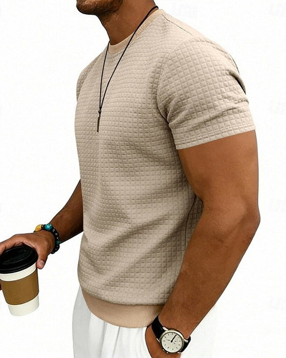 T-Shirt Geribbeld Rondhals Korte Mouw