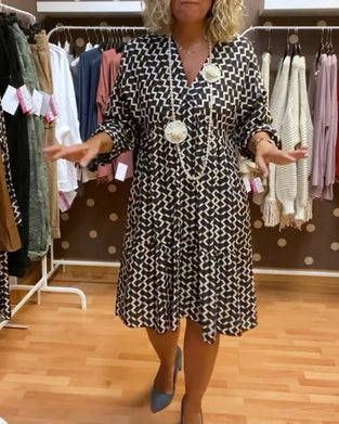 Casual jurk met V-hals en geometrische print