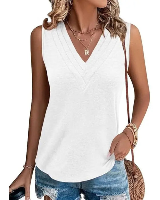 Tank Top Dubbele V-Hals Mouwloos Casual