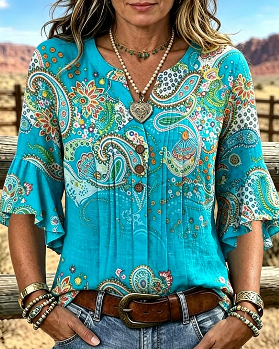 Blouse Met Knopen Ruchesrand