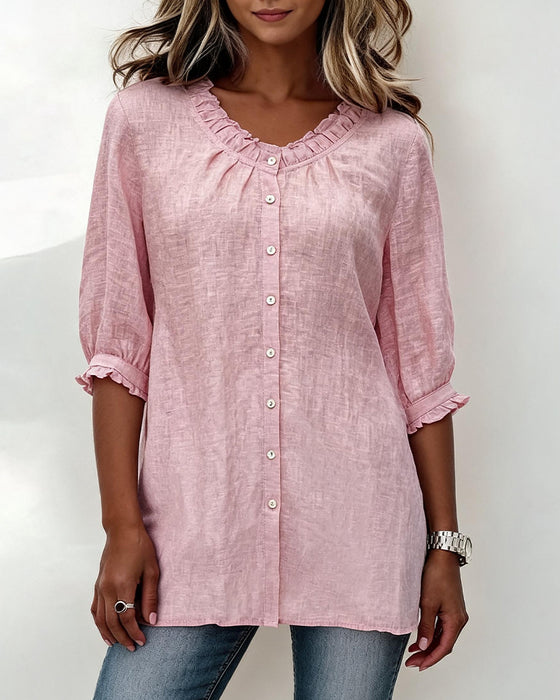Overhemd Ruffle Trim Knoop