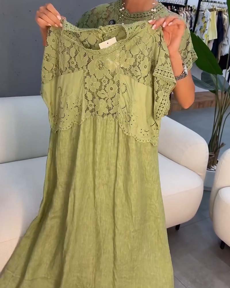 Jurk Elegant Kant-Afzetting Patchwork Maxi