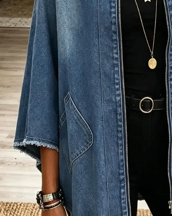 Jas Reverse Rits Franje Denim