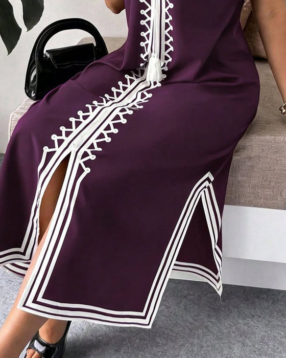 Jurk Witte Band Mouwloos Split Maxi