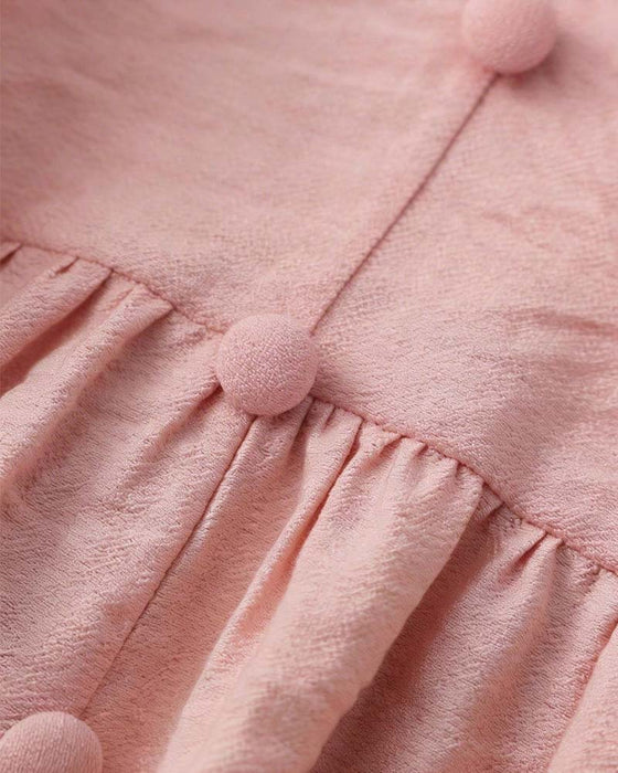 Blouse V-Hals Ruffle Parel Knoop